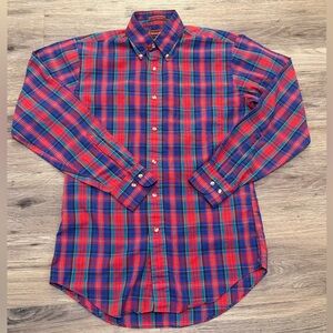Vintage Chaps Ralph Lauren Red and Blue Plaid Button Down Shirt
